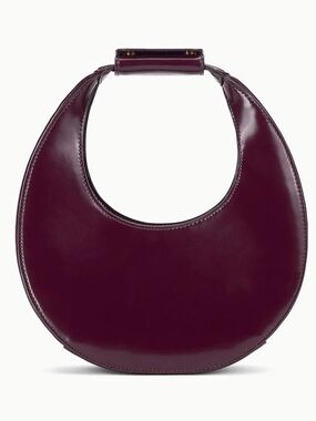 NWT Staud Mini Moon Purse in Syrah Burgundy Leather, Crossbody Bag , brand NEW